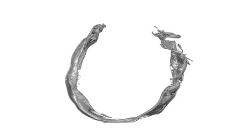 Liquid metal flowing in circle counterclockwise - on white , + alpha (FULL HD) Stock Footage 79972298