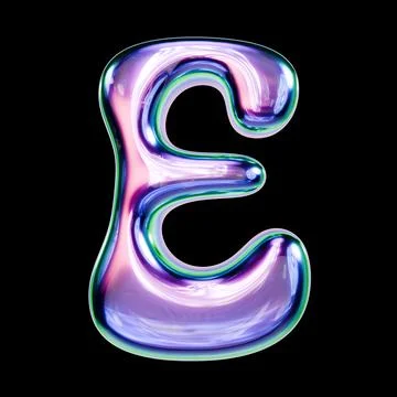Liquid metal font Letter E 3D Stock Illustration