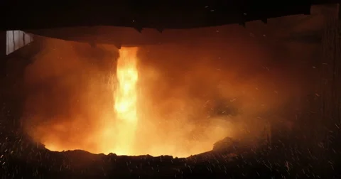 Liquid Metal In The Foundry (4K) Stock Footage 63043988