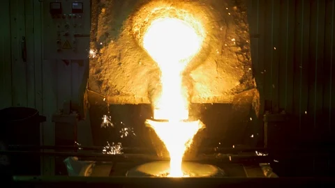 Liquid metal in the Foundry Stock Footage 86612168