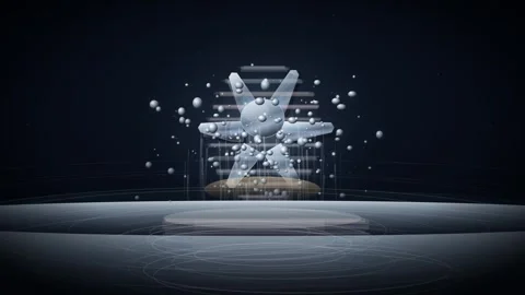 Liquid Metal Logo Reveal Loop - Chrome Sphere Light Element Backdrop Stock Footage 341870502