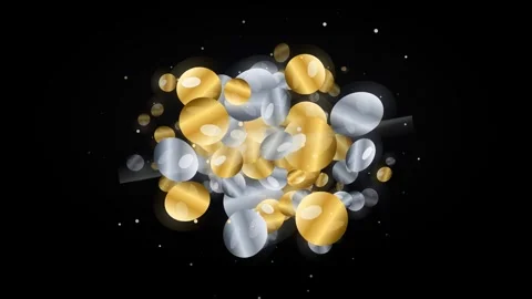 Liquid Metal Morphology Loop - Gold Silver Orb Morphing Backdrop Video stock 341870516