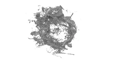 Liquid metal ring splashes wild and turbulent - on white, with alpha (FULL HD) Video stock 84978626