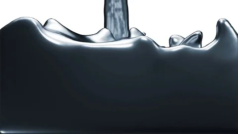 Liquid metal splashes filling the frame. Alpha matte included. White background Stock Footage
