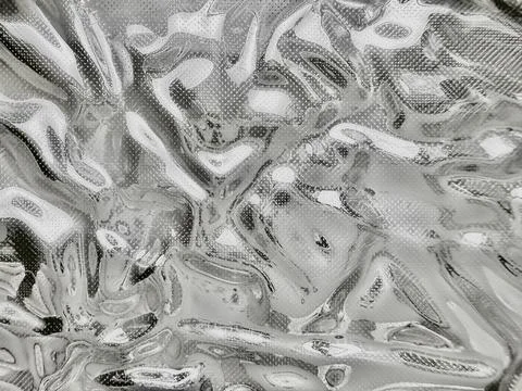Liquid metallic chrome background with abstract wavy textures and glossy refl Foto stock