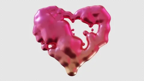 Liquid metallic heart on alpha channel Stock Footage 310597953