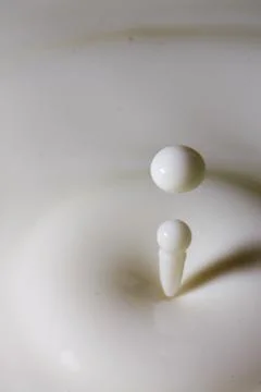 Liquid milk drop falling Stock Photos