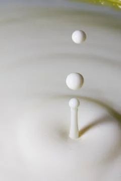 Liquid milk drop falling Foto stock
