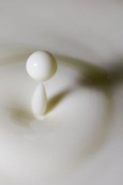 Liquid milk drop falling Stock Photos