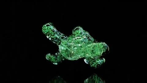 Liquid Monster Dancing, breakdance flair, isolated on black background, Stock Footage 186821277