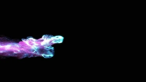 Liquid moving glowing blue and violet neon dust particles Stock Footage 112254015