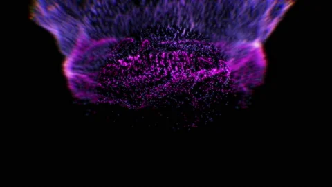 Liquid moving glowing blue and violet neon dust particles. Stock Footage 112254563