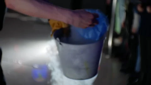 Liquid nitrogen and ballooning.Entertaining student instruction in basic physics Stock Footage 264257947