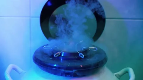 Liquid Nitrogen bank,  High tech lab equipment for in vitro fertilization Stock Footage 217380463