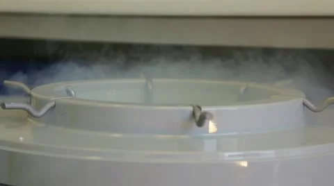 Liquid Nitrogen in the Biotechnology Lab, sperm bank, cell search Video stock 46496199