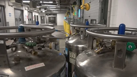 Liquid nitrogen containers Stock Footage 98547872