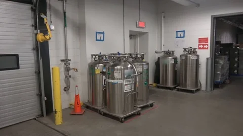 Liquid nitrogen containers Stock Footage 98548344