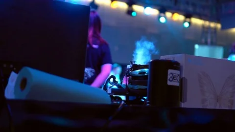 Liquid nitrogen evaporate into the air from a CPU cooler low angle shot 스톡 동영상 105435642