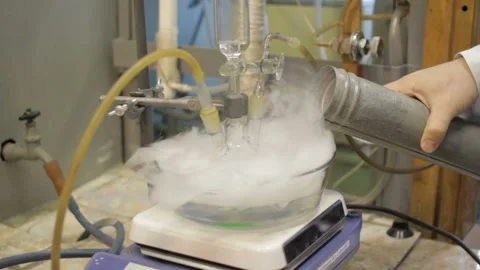 Liquid nitrogen experiment laboratory Stock Footage 90131485