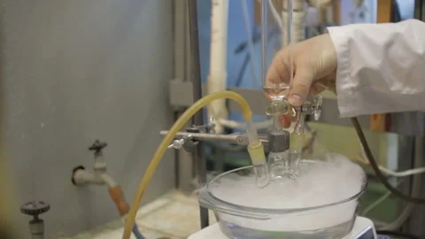 Liquid nitrogen experiment laboratory Stock Footage 90131491
