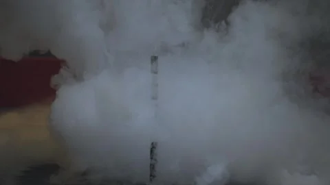 Liquid nitrogen smoke science experiment Stock Footage 346189657
