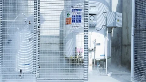 Liquid Nitrogen Tank Close Stock Footage 141384408