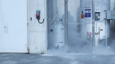Liquid Nitrogen Tank Mid Stock Footage 141384406