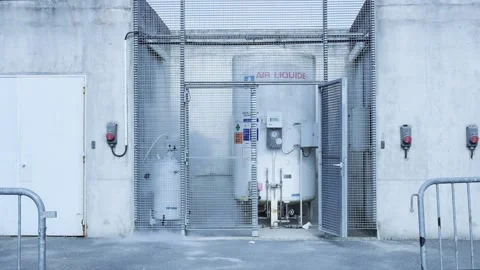 Liquid Nitrogen Tank Wide Stock Footage 141385749