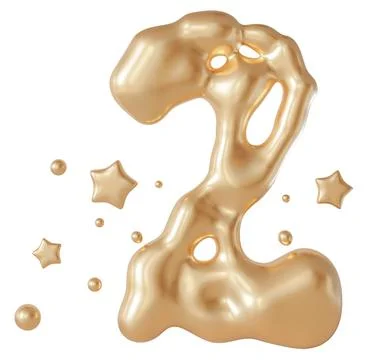 Liquid number two stands out on a clear background with smooth curves and s.. Stock Photos