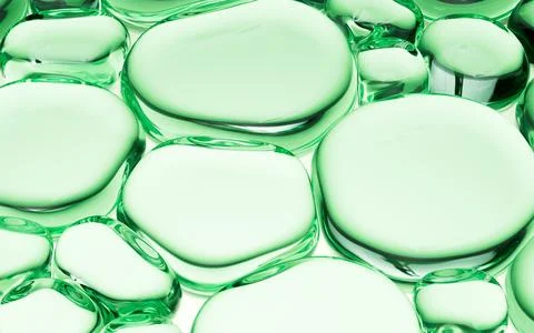 Liquid oil bubble texture background, transparent glass background, 3d rend.. Stock Illustration