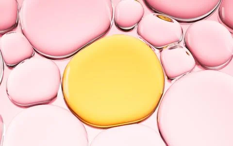 Liquid oil bubble texture background, transparent glass background, 3d rend.. Illustrazione stock