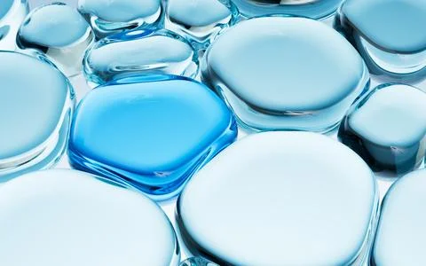 Liquid oil bubble texture background, transparent glass background, 3d rend.. Stock Illustration