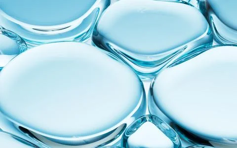 Liquid oil bubble texture background, transparent glass background, 3d rend.. Stock Illustration