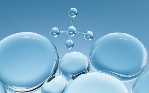 Liquid oil bubble texture background, transparent glass background, 3d rend.. Stock Illustration