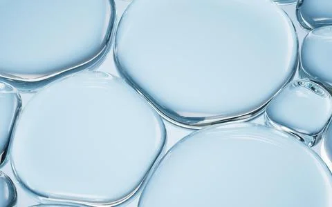 Liquid oil bubble texture background, transparent glass background, 3d rend.. Stock Illustration