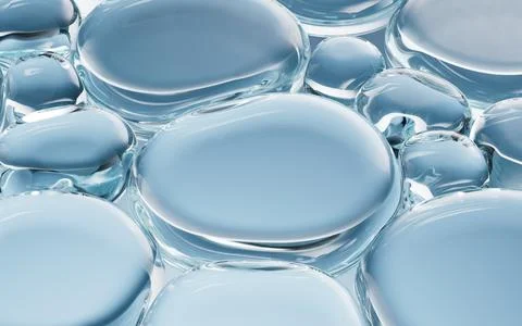 Liquid oil bubble texture background, transparent glass background, 3d rend.. Stock Illustration