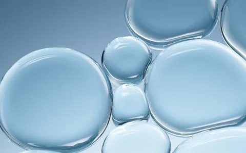 Liquid oil bubble texture background, transparent glass background, 3d rend.. Stock Illustration