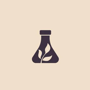 Liquid or serum bottle logo from natural, organic products-2.Illustration. Stock Illustration