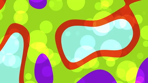 Liquid overlays create an abstract pattern with green red purple and blue partic Stock Footage 303960288