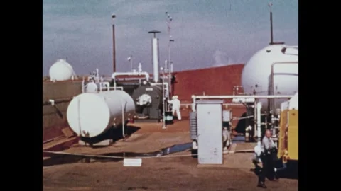 Liquid oxygen storage facility for Saturn V Third Stage Stock Footage 297183077