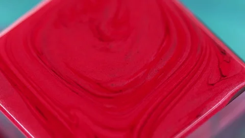 Liquid paint background red waves square surface Stock Footage 265050407