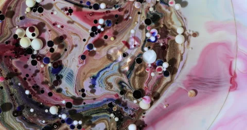 Liquid paint mixing artwork with splash and swirl Stock Footage 151093437