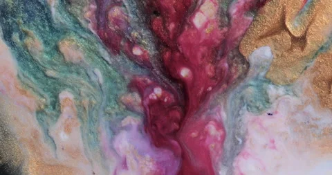 Liquid paint mixing artwork with splash and swirl Stock Footage 151352821