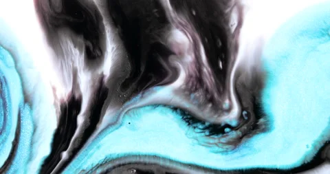 Liquid paint mixing artwork with splash and swirl Stock Footage 153294469