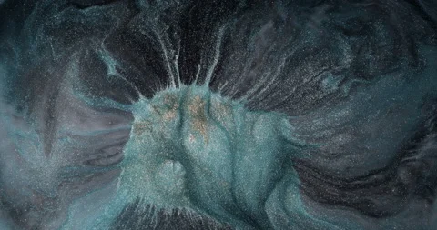 Liquid paint mixing artwork with splash and swirl Stock Footage 153294987