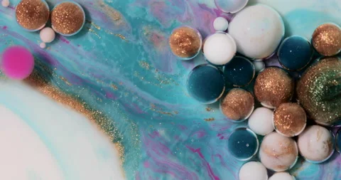 Liquid paint mixing artwork with splash and swirl Stock Footage 153295242