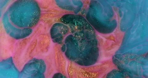 Liquid paint mixing artwork with splash and swirl Stock Footage 153295765