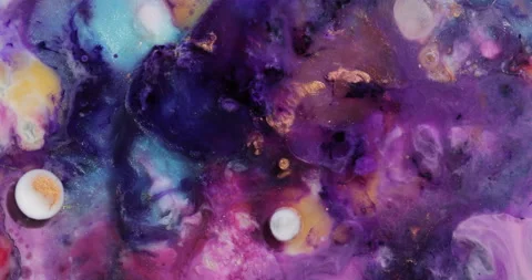 Liquid paint mixing artwork with splash and swirl Stock Footage 153296186