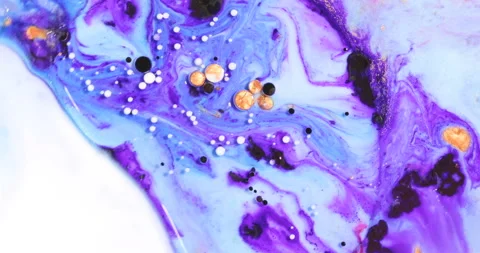 Liquid paint mixing artwork with splash and swirl Stock Footage 153296229