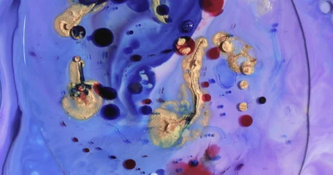 Liquid paint mixing artwork with splash and swirl Stock Footage 153296415